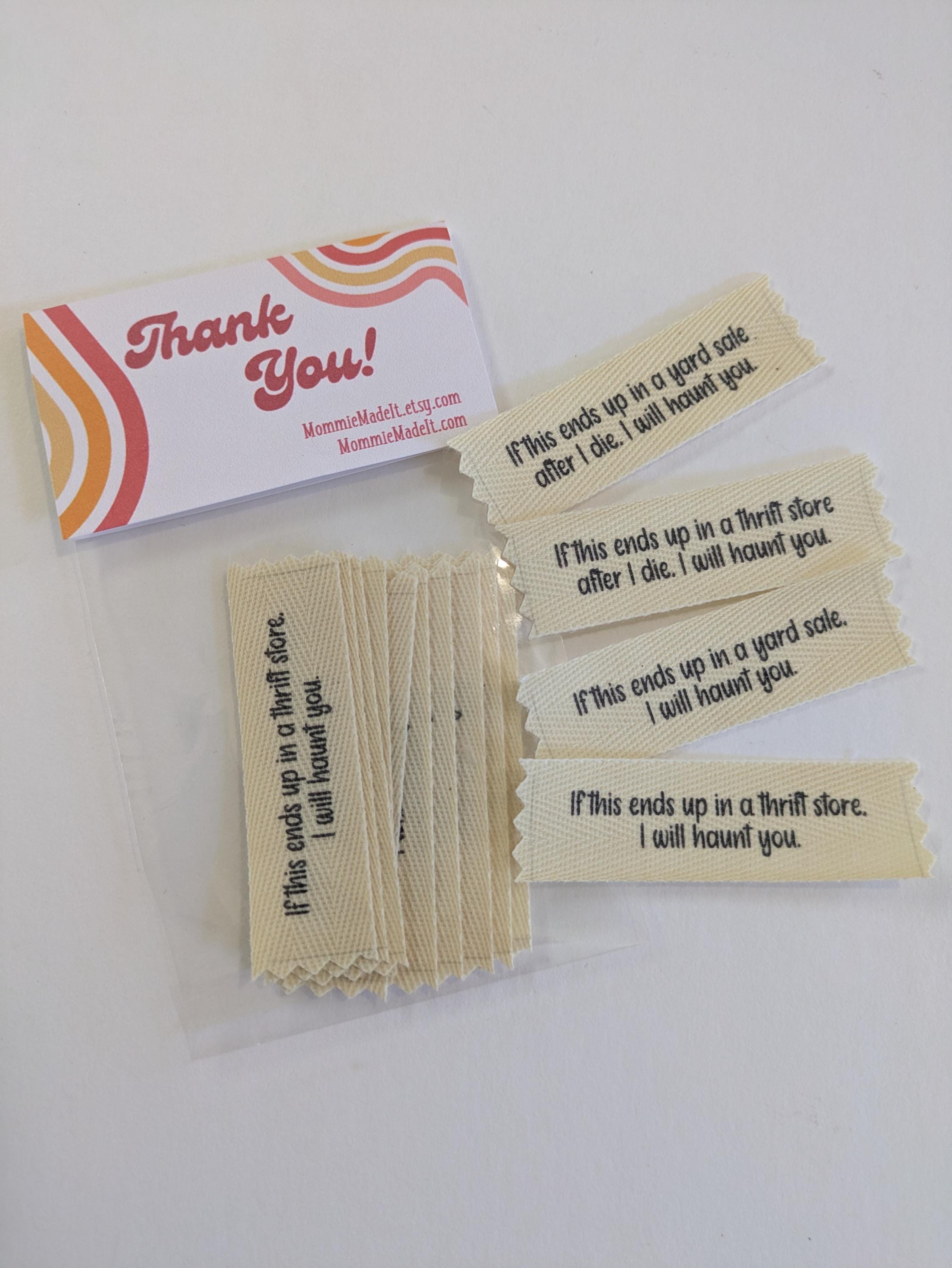 Funny Thrift Store Labels – Organic Cotton Twill Sew-On (10 Pack)