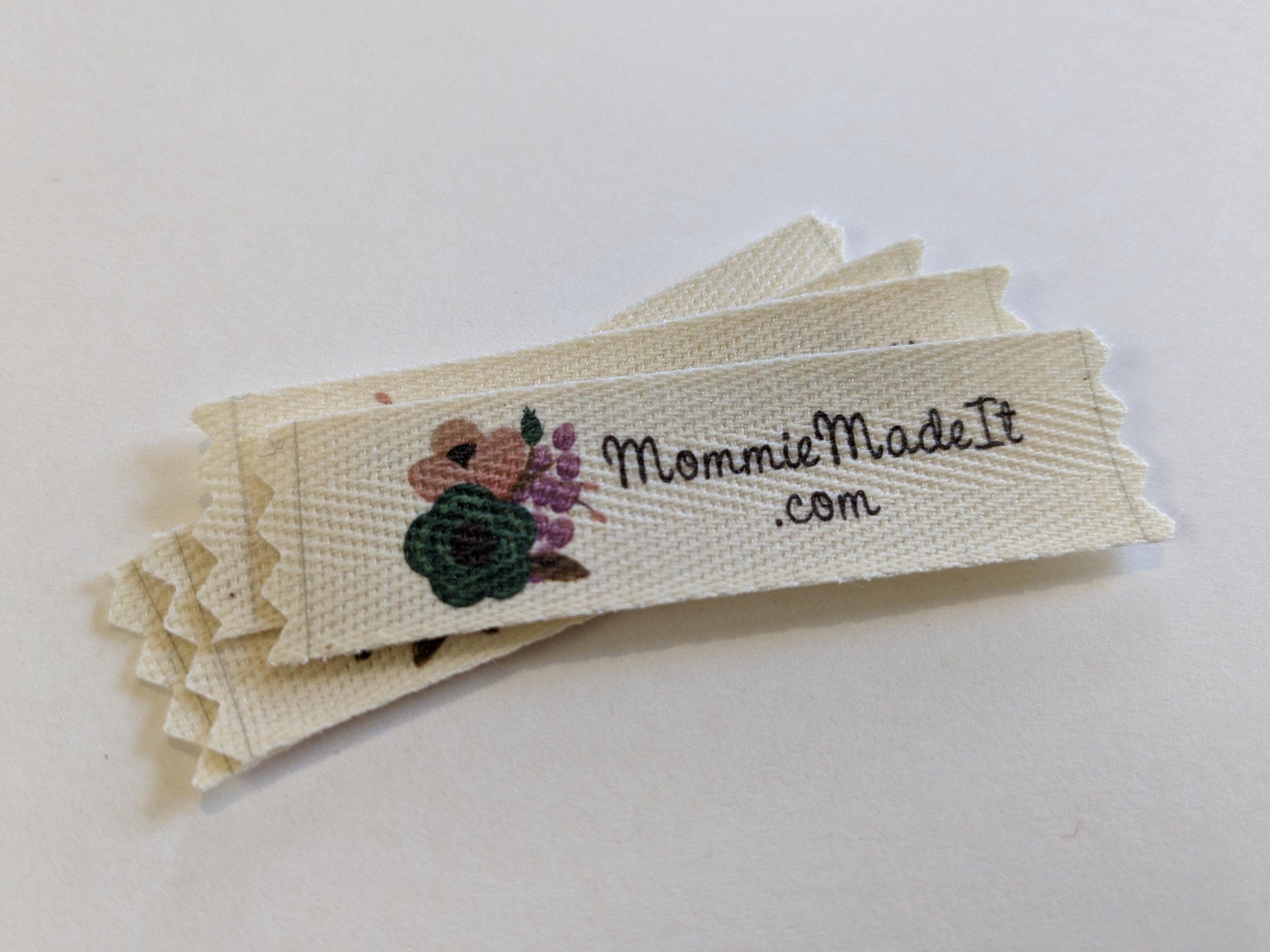 Personalized Floral Organic Cotton Twill Ribbon Label Tags