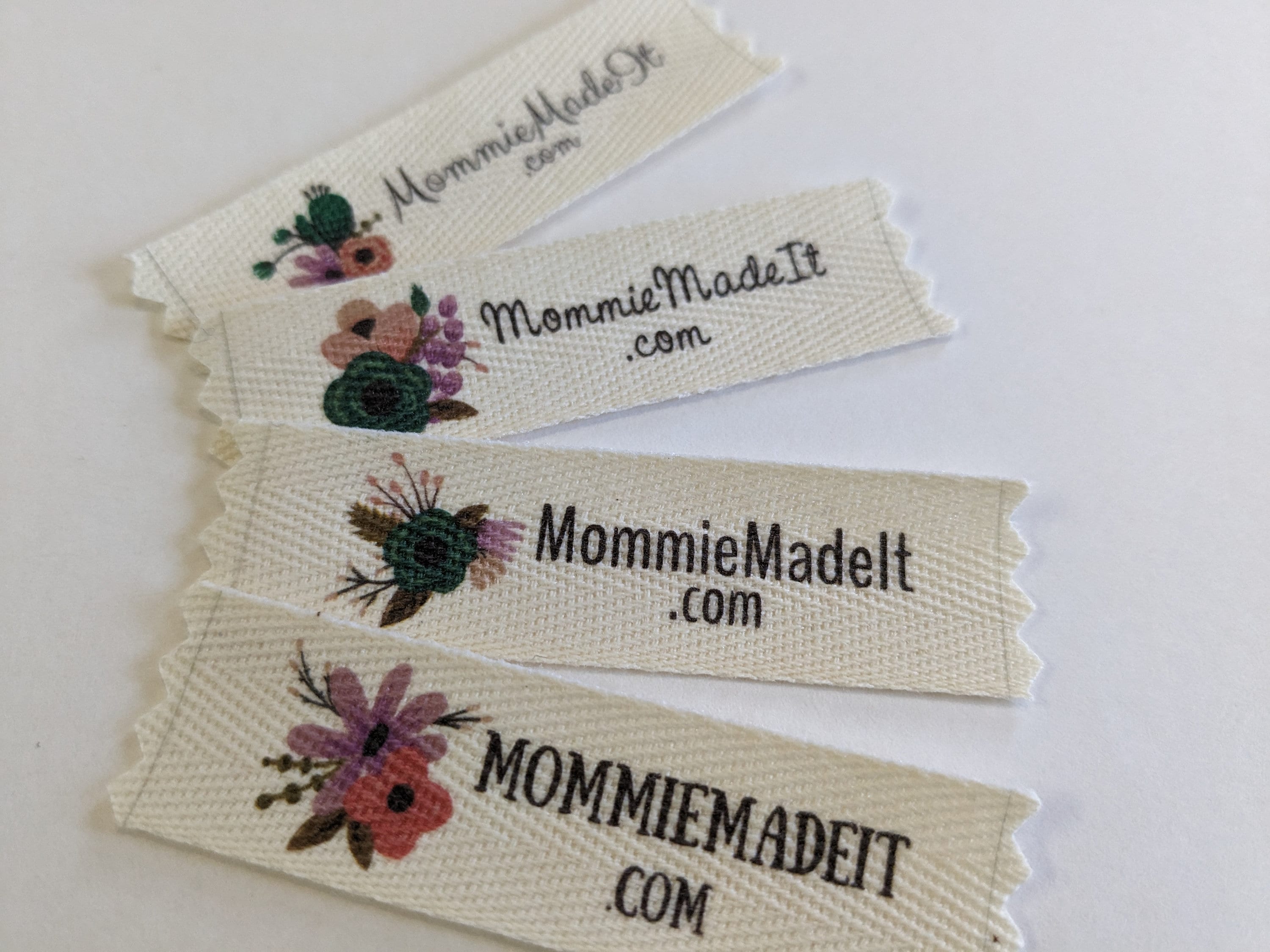 Personalized Floral Organic Cotton Twill Ribbon Label Tags