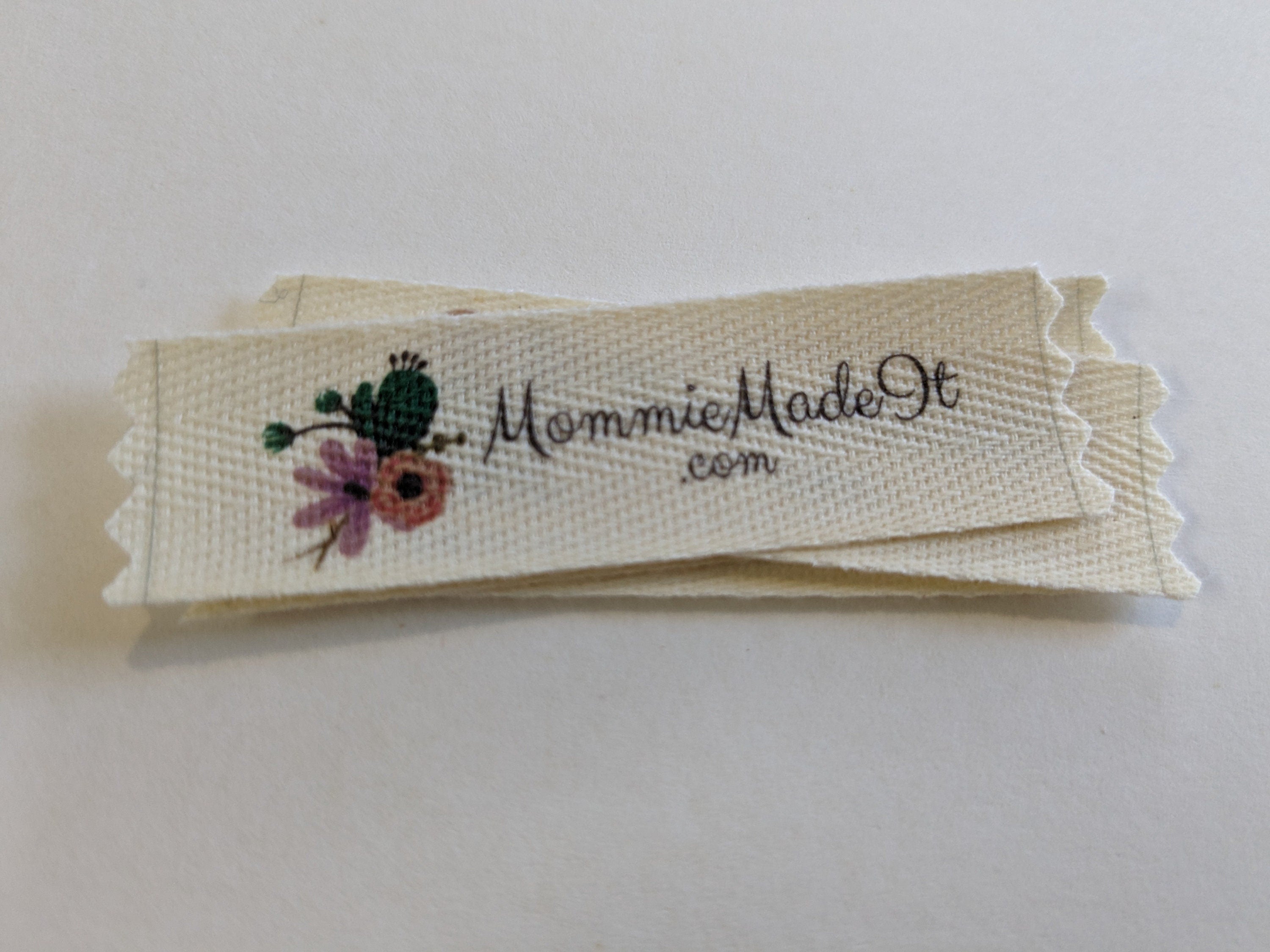 Personalized Floral Organic Cotton Twill Ribbon Label Tags