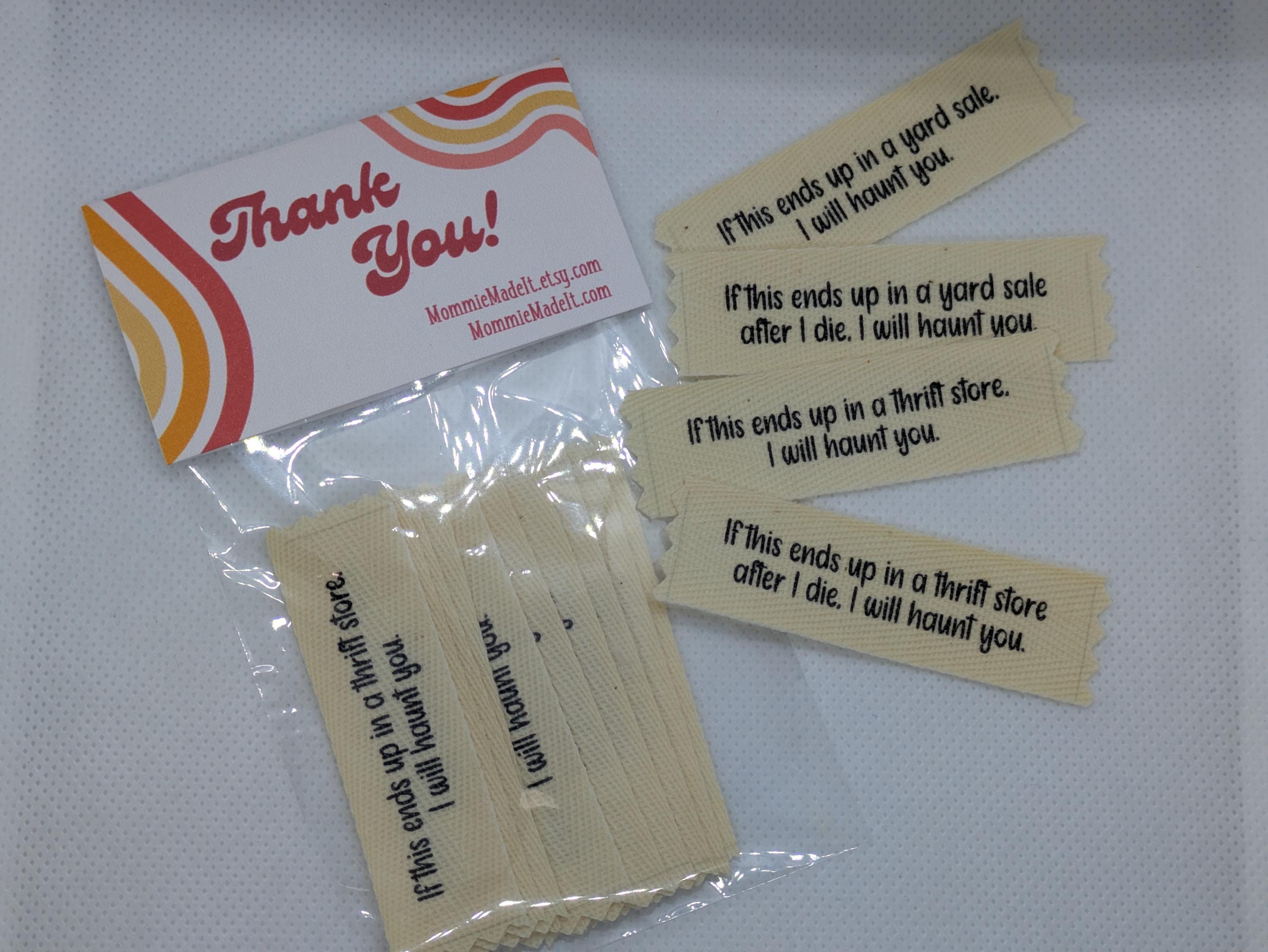 Funny Thrift Store Labels – Organic Cotton Twill Sew-On (10 Pack)