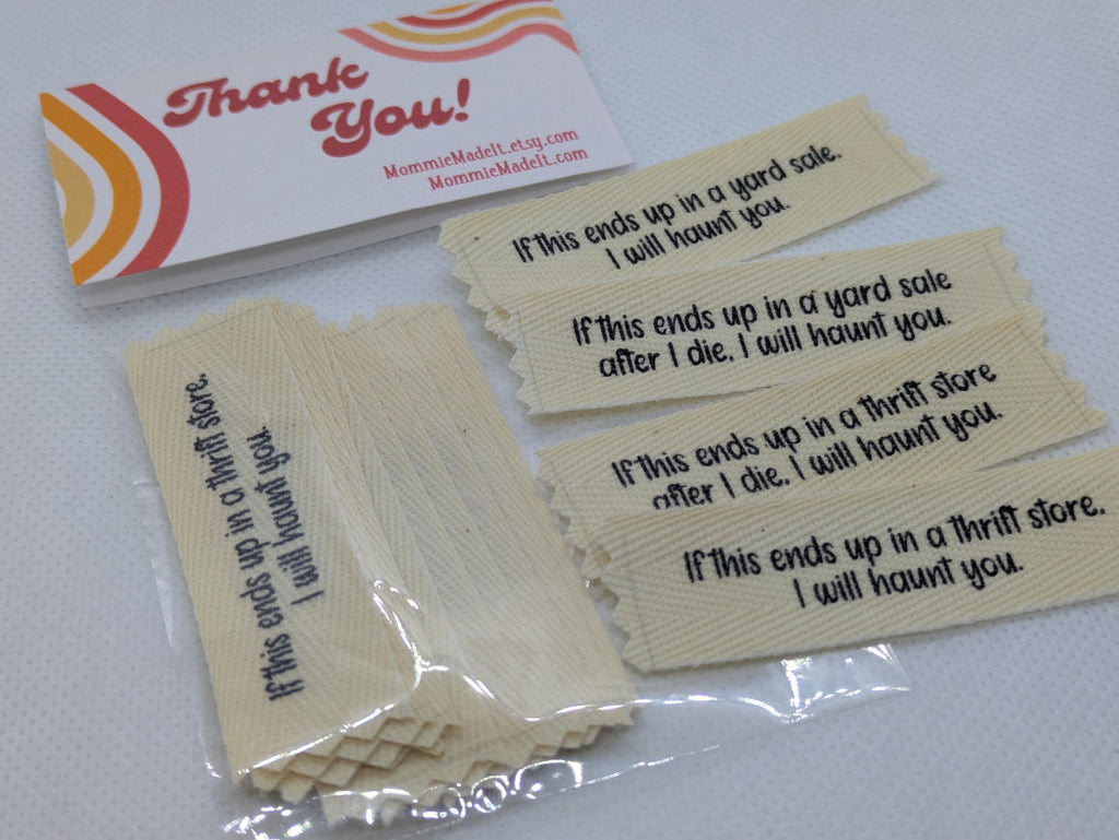 Funny Thrift Store Labels – Organic Cotton Twill Sew-On (10 Pack)