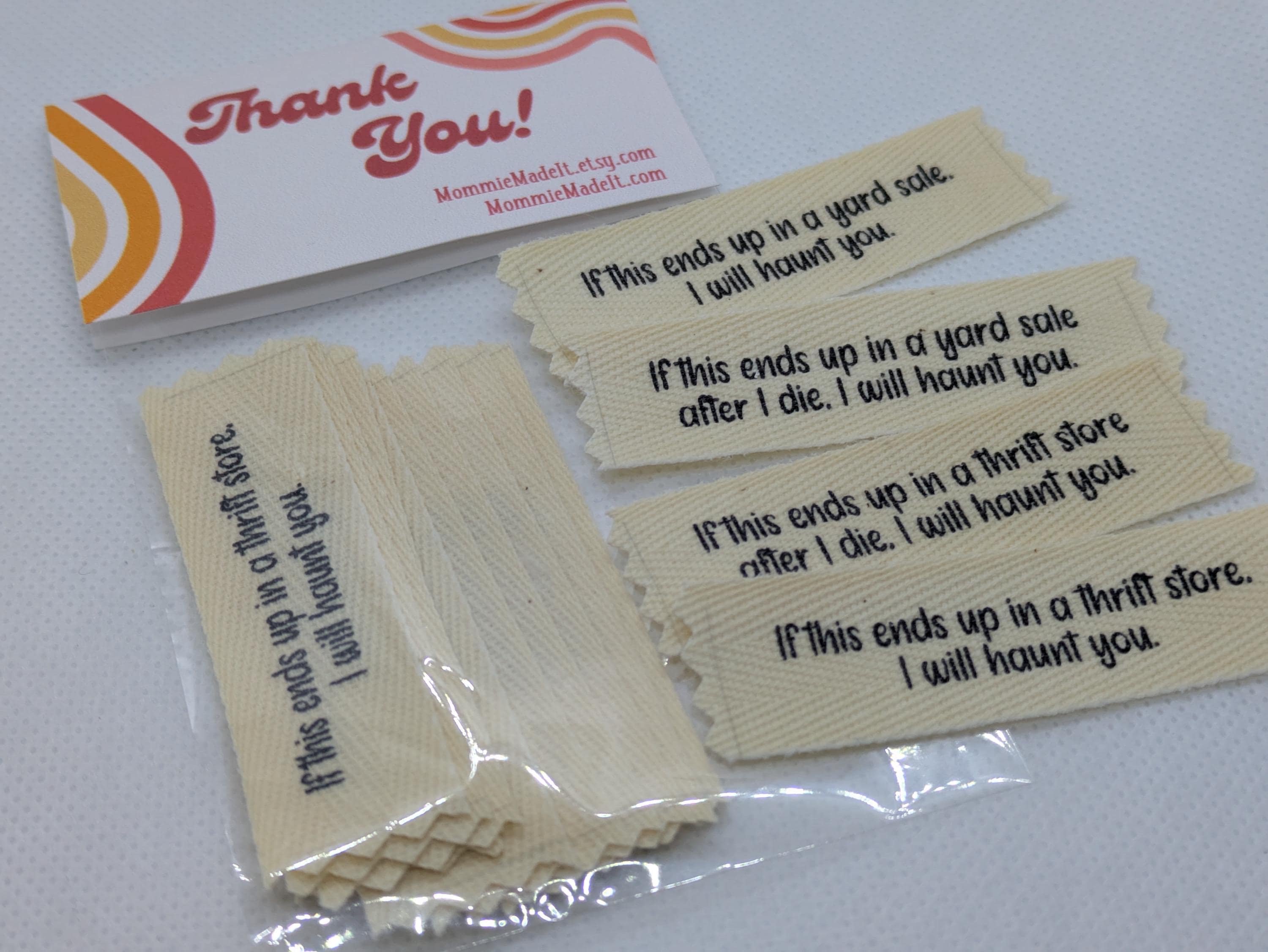 Funny Thrift Store Labels – Organic Cotton Twill Sew-On (10 Pack)