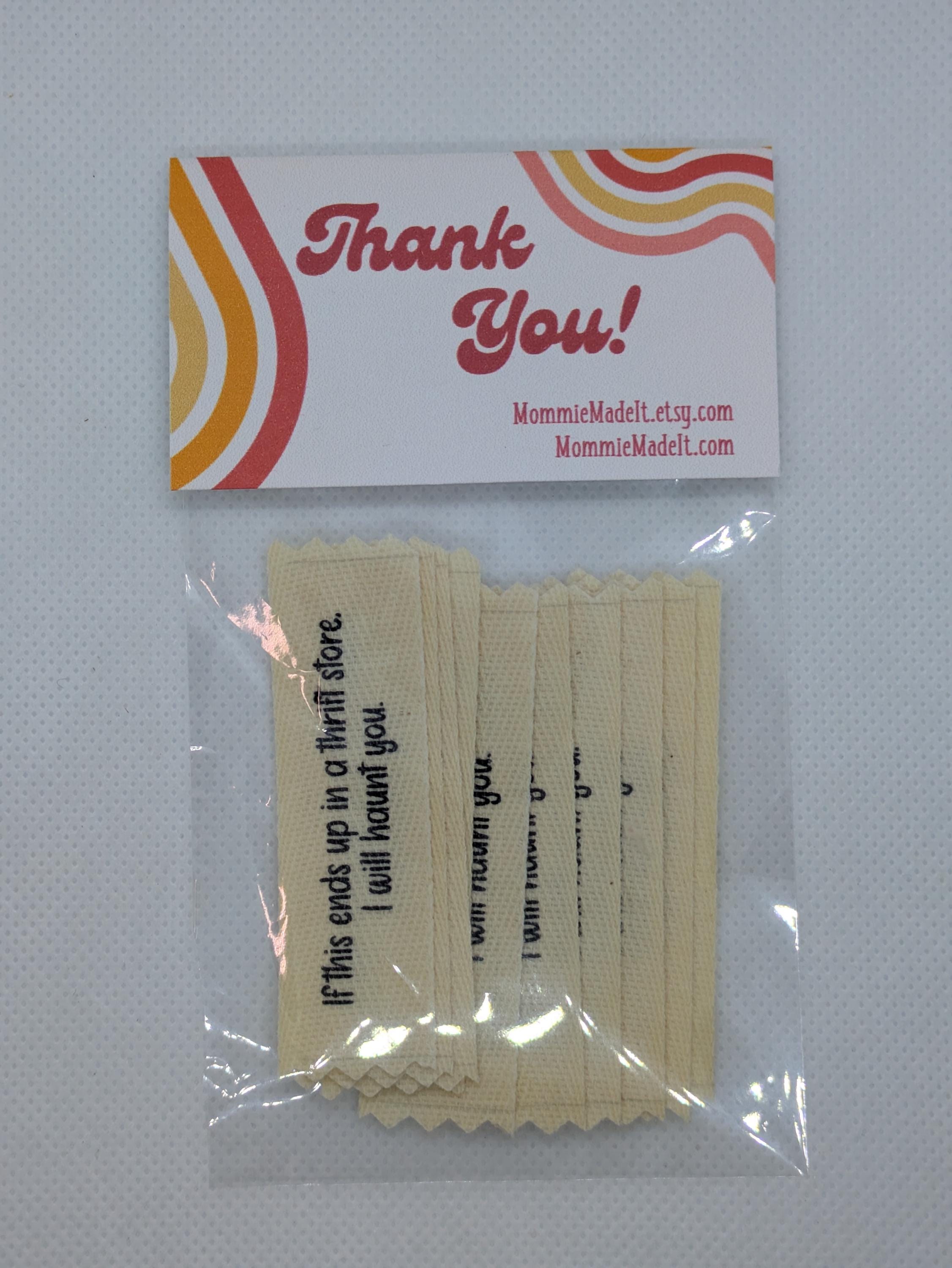 Funny Thrift Store Labels – Organic Cotton Twill Sew-On (10 Pack)