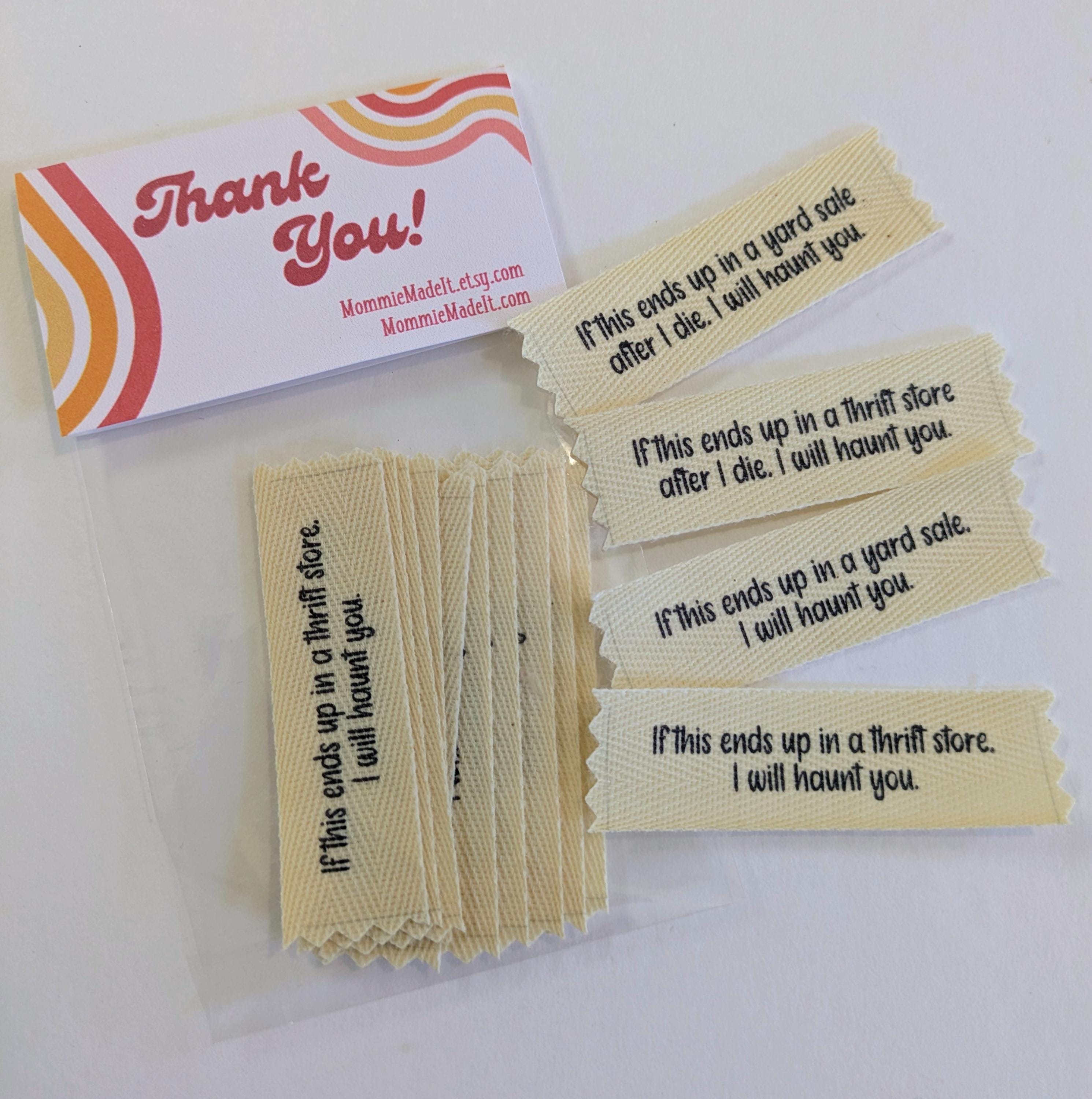 Funny Thrift Store Labels – Organic Cotton Twill Sew-On (10 Pack)