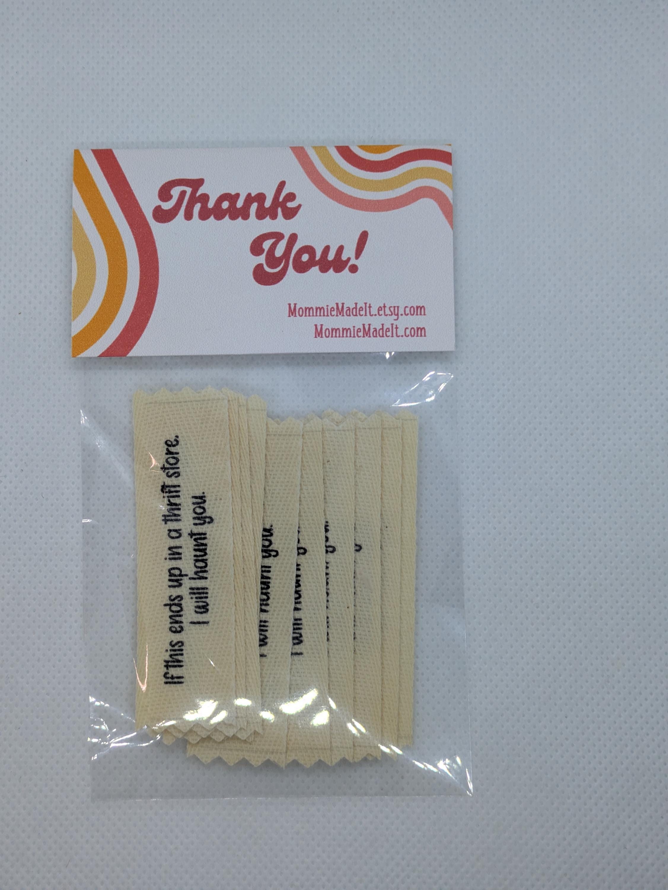 Funny Thrift Store Labels – Organic Cotton Twill Sew-On (10 Pack)